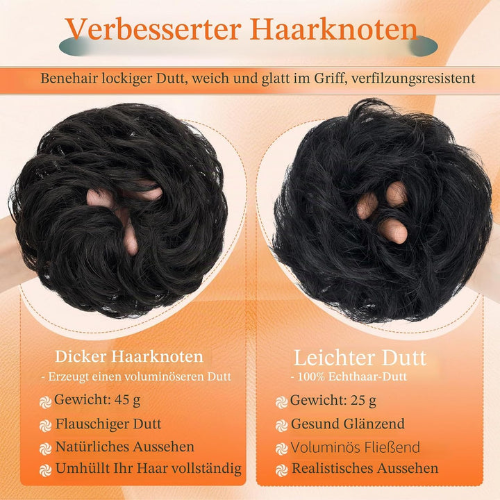 Benehair Scrunchies Hochsteckfrisur, 45g Gemischtes Haar Haargummi Hochsteckfrisuren, Perücke Echtha