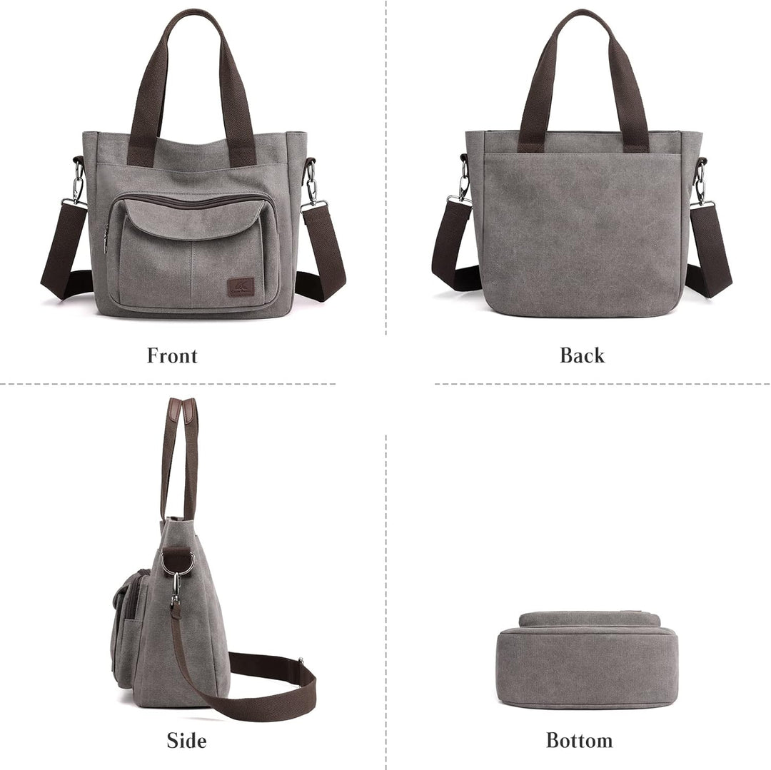 PORRASSO Damen Umhängetasche Canvas Schultertasche Handtasche Hobotasche Tote Mädchen Crossbody Bag