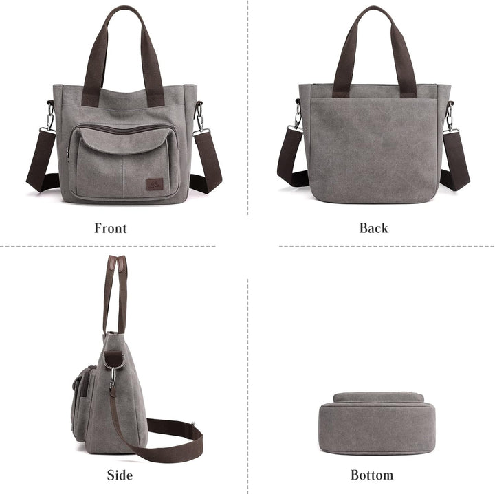 PORRASSO Damen Umhängetasche Canvas Schultertasche Handtasche Hobotasche Tote Mädchen Crossbody Bag