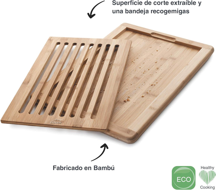 Lacor 60487 Brot Schneidebrett Bambu, Holz, braun, 40 x 30 x 2 cm