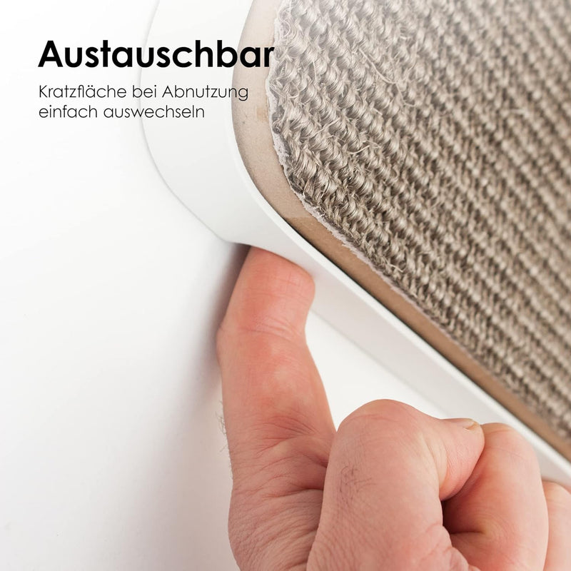 LucyBalu® Katzen Kratzbrett für die Wand I Austauschbare Sisal Kratzmatte mit Metallrahmen | Sisal K