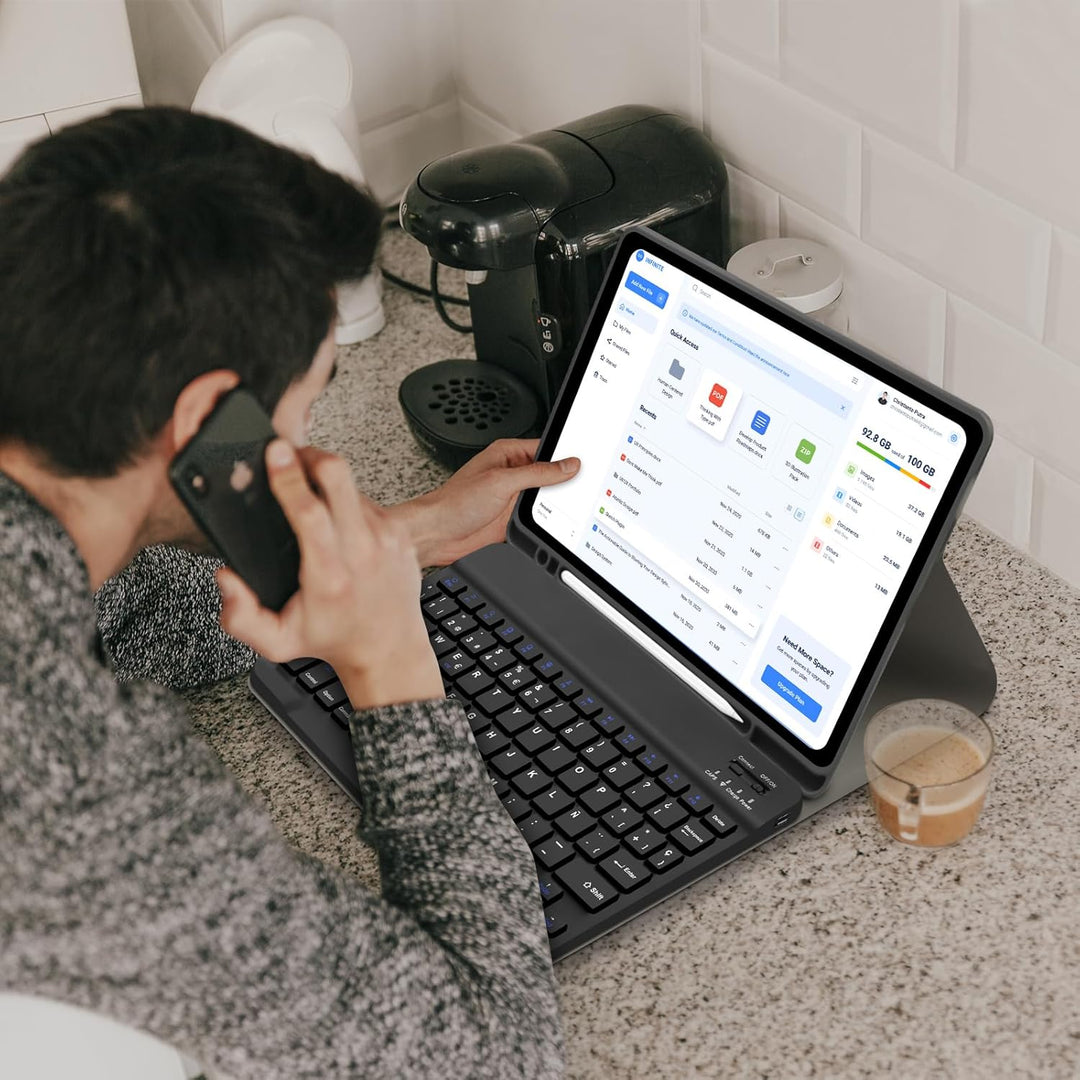 Schutzhülle mit spanischer Tastatur Ñ für Samsung Galaxy Tab S6 Lite, dünne Hülle mit Stifthalter, m
