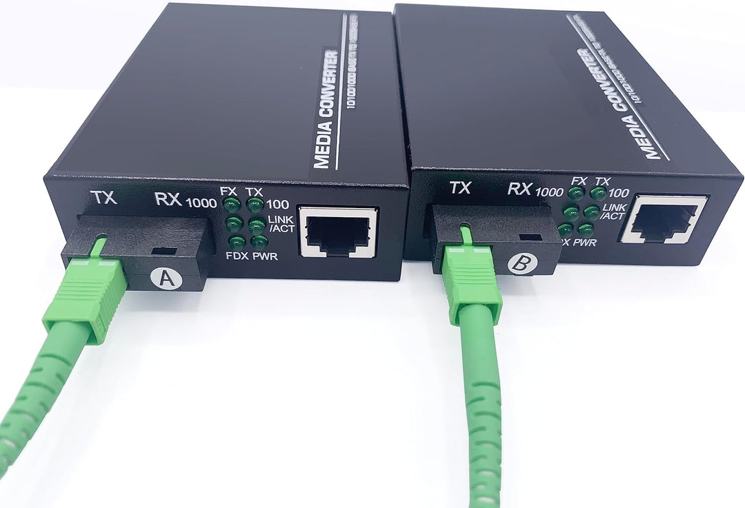 Elfcam® - 2 Stück Gigabit Ethernet LWL Medienkonverter Glasfaser 10/100/1000 Mbps inklusive Mini-GBI