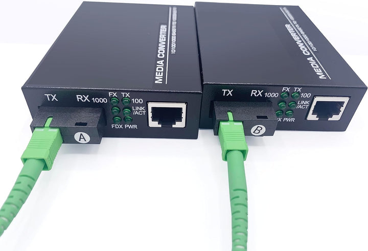Elfcam® - 2 Stück Gigabit Ethernet LWL Medienkonverter Glasfaser 10/100/1000 Mbps inklusive Mini-GBI