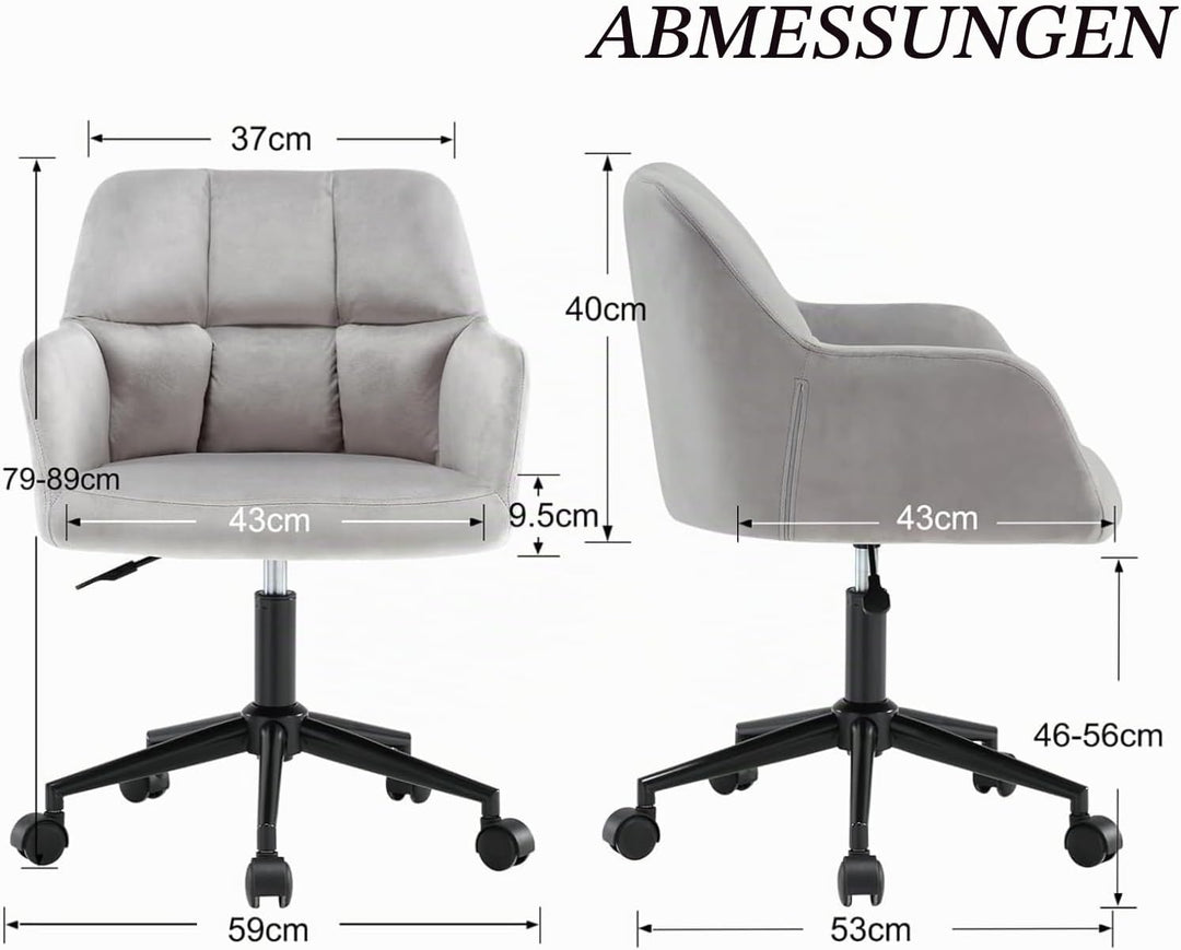 chairus Schreibtischstuhl Samt Bürostuhl 360° Drehbar Schreibtischstuhl Höhenverstellbar Drehstuhl f