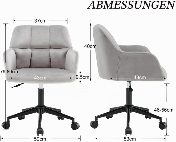 chairus Schreibtischstuhl Samt Bürostuhl 360° Drehbar Schreibtischstuhl Höhenverstellbar Drehstuhl f