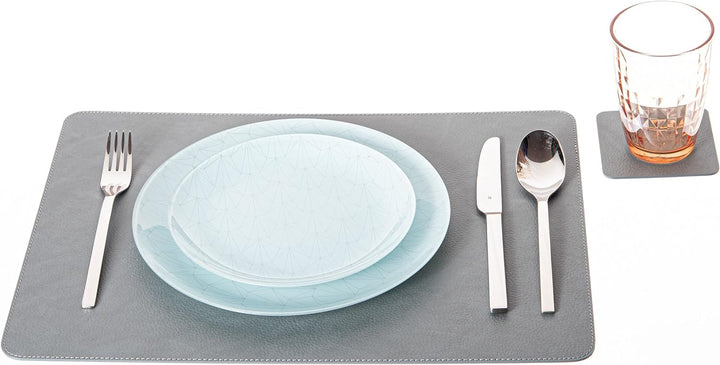 Nikalaz Platzsets und Untersetzer (4er Set) aus recyceltem Leder, Tischsets, 4 Stück Platzsets und 4