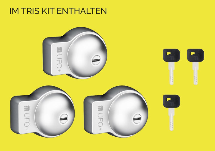 Set mit 3 Meroni UFO plus Diebstahlsicherung zur Sicherung von Nutzfahrzeugtüren