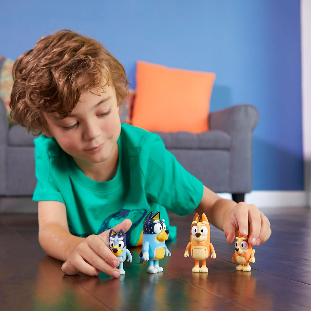 BlueY 4er-Figuren-Set Familie, Bingo, Bandit und Chilli; 6,3-7,6 cm grosse Figuren mit beweglichen G