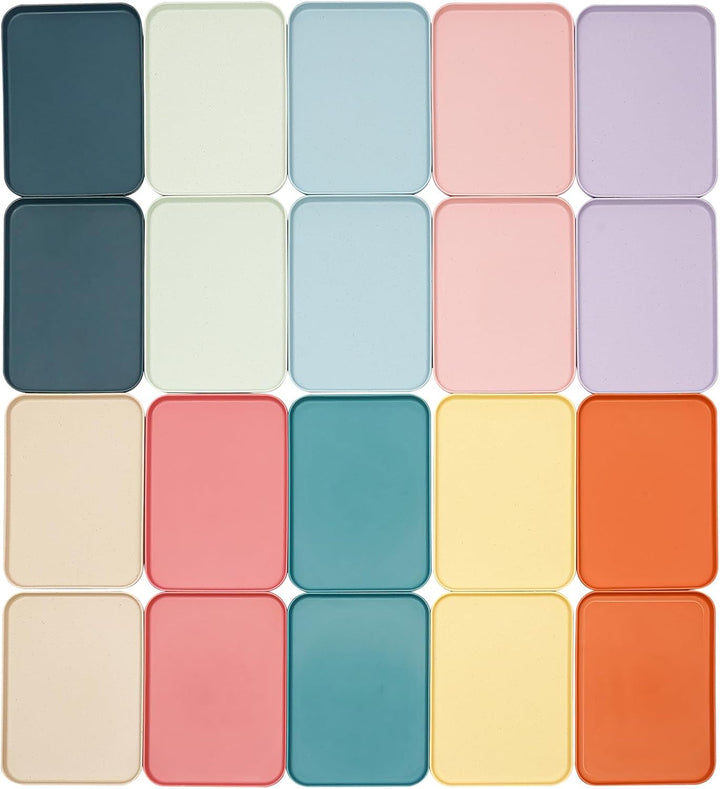 20 Stück Kunststoff-Tabletts für Fast-Food-Serviertabletts für Restaurants, Bunte Cafeteria-Tabletts