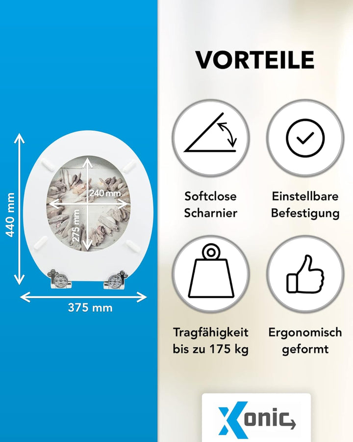 Xonic Design WC-Sitz - Premium Klo-Deckel - Toilettensitz mit Absenkautomatik - hochwertige Klobrill