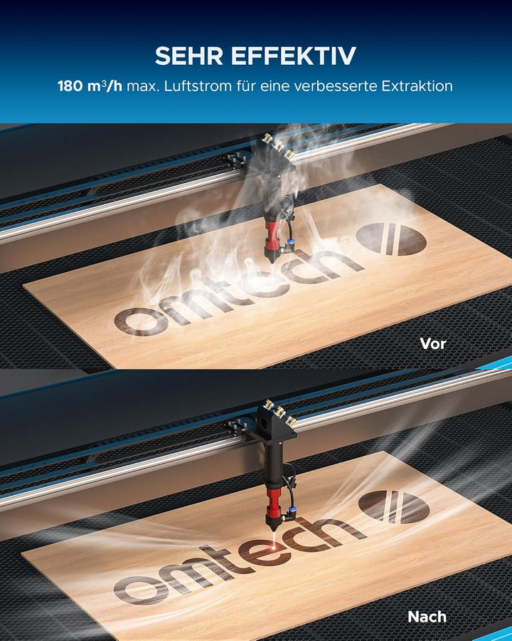 OMTech Rauchabsauger XF18 mit 3-Stufen-Filter Rauchabsorber und -reiniger mit Rädern 80W 180m3/h Löt