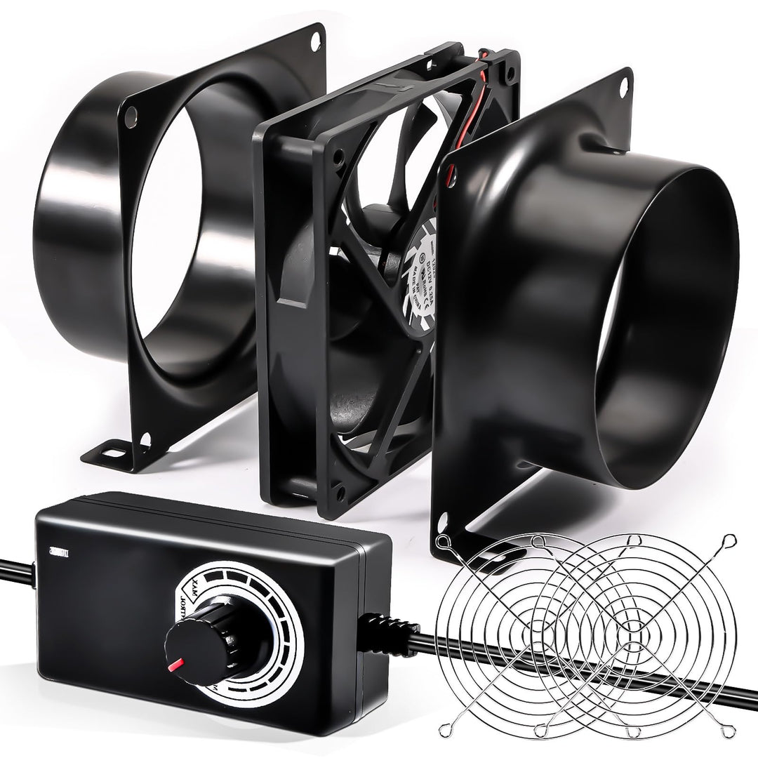 Joycabin 100mm Rohrventilator DC12V Lüfter Axiallüfter Abluftventilator mit Geschwindigkeitsregler,E