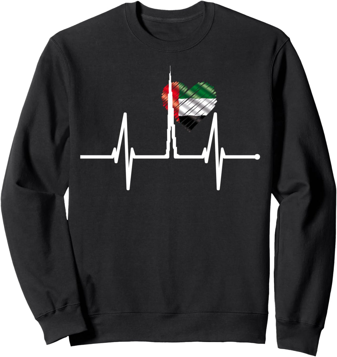 Dubai Skyline Herzschlag Burj Khalifa VAE Fan Arabisch Dubai Sweatshirt