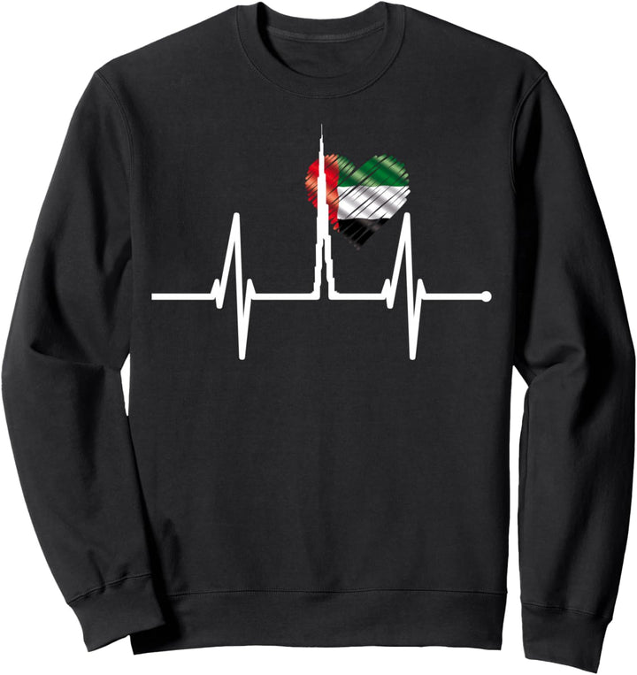 Dubai Skyline Herzschlag Burj Khalifa VAE Fan Arabisch Dubai Sweatshirt