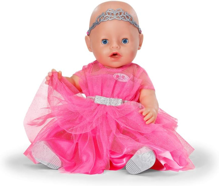 BABY Born Prinzessin-Set - Mit pinkem Puppenkleid aus Tüll, Krone & Glitzerschuhen - Hochwertiges Pu