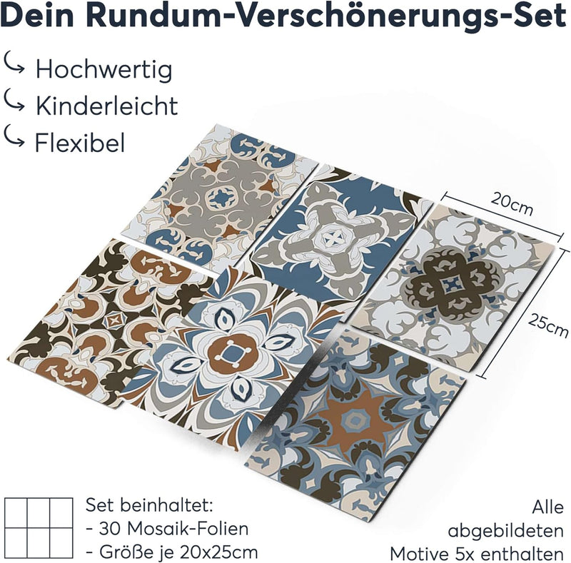 CREATISTO Mosaik Klebefliesen Stickerfliesen Fliesenfolie - Aufkleber Folie für Fliesen I Stickerfli
