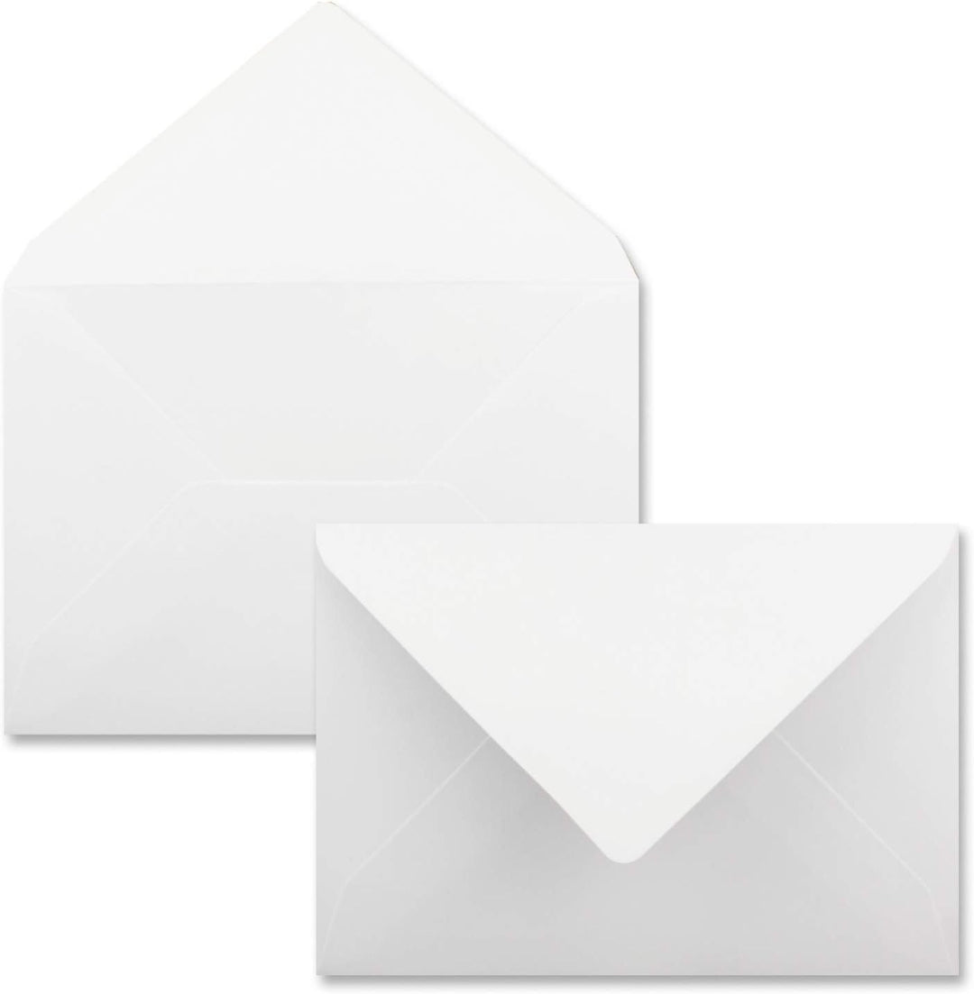 100 Stück Karte mit Umschlag Set - Einzel-Karten Din A5-14,8 x 21 cm hochweiss mit Brief-Umschlägen
