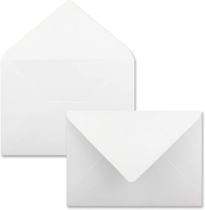 100 Stück Karte mit Umschlag Set - Einzel-Karten Din A5-14,8 x 21 cm hochweiss mit Brief-Umschlägen