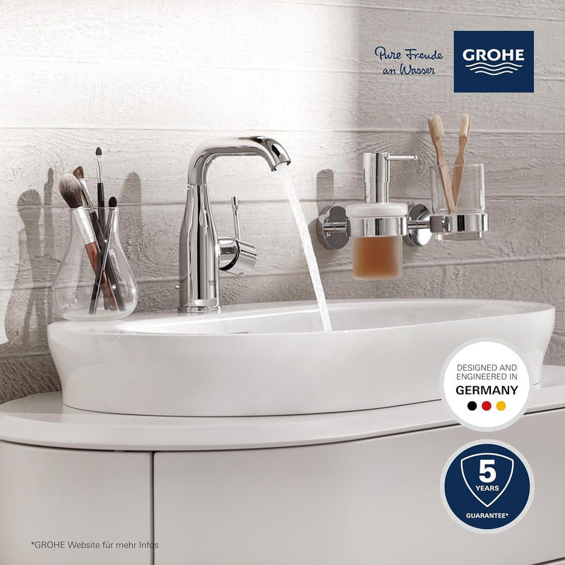 GROHE Essence - Badarmatur - Einhand-Waschtischarmatur (M-Size, mit Temperaturbegrenzer, Einlochmont