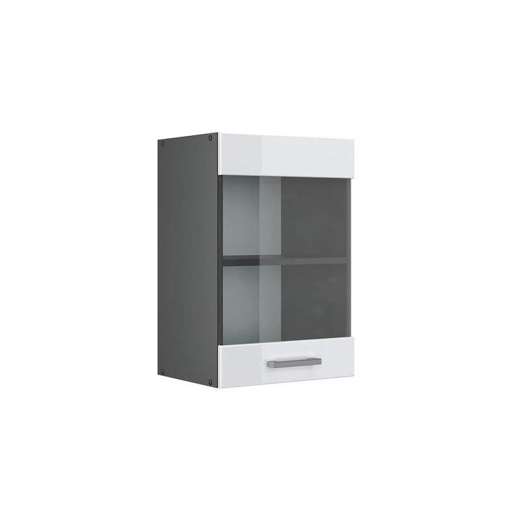 Vicco Küchenschrank Glas R-Line, Weiss Hochglanz/Anthrazit, 40 cm Weiss Hochglanz Hängeglasschrank 4