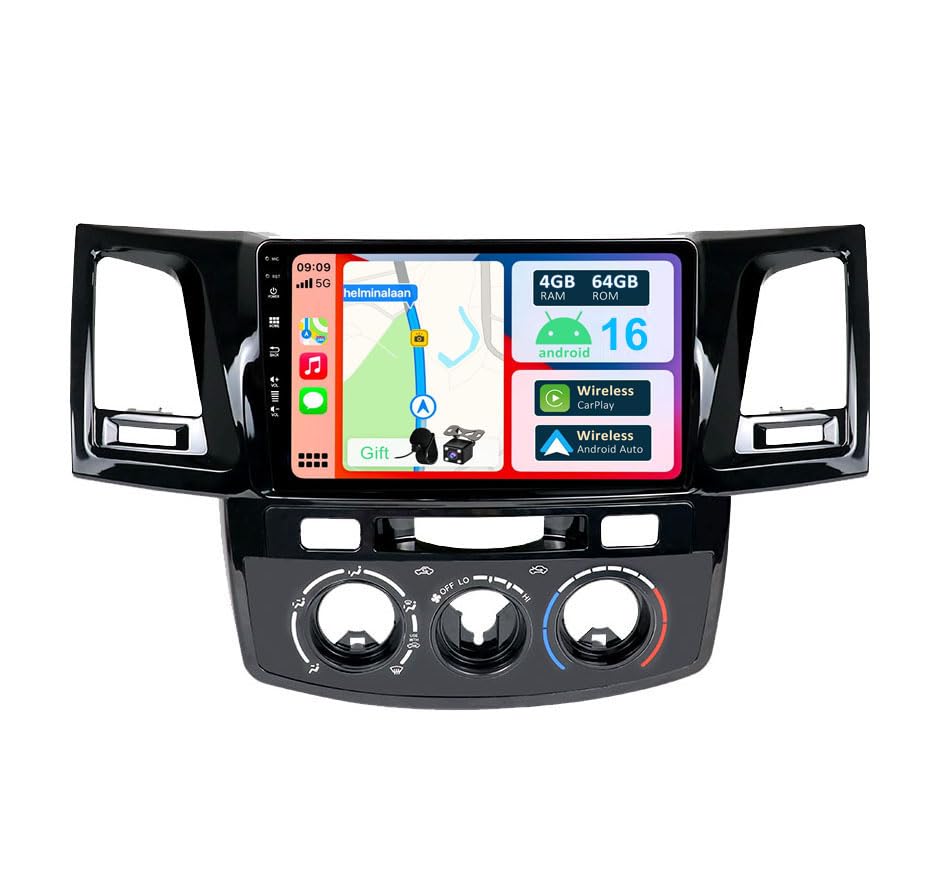 YUNTX [4GB+64GB] Android 12 Autoradio für Toyota Fortuner Hilux 2005-2007-2 Din-[Integriertes Wirele