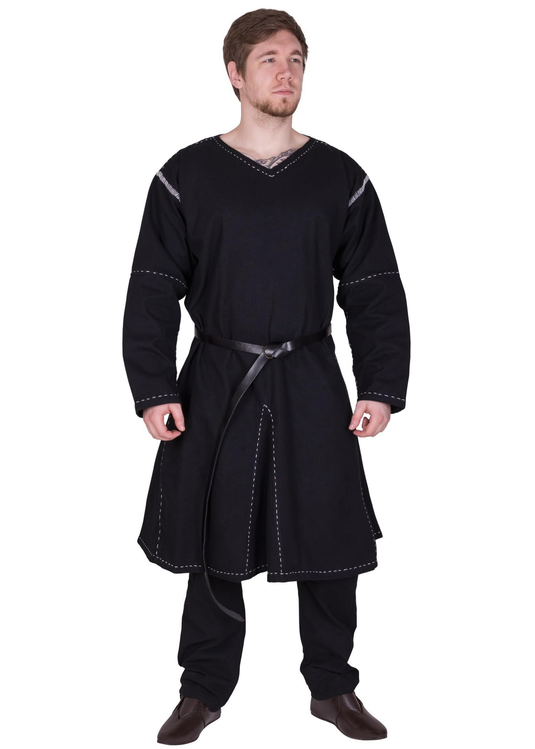 Battle-Merchant | Mittelalter Tunika Askur | LARP Wikinger Kleidung aus Baumwolle für Herren Weinrot