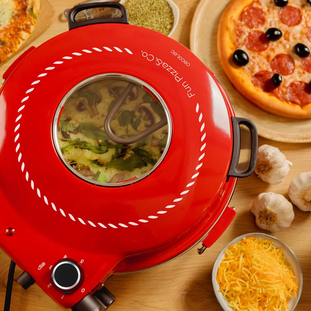 Cecotec Elektrischer Pizzaofen Grill Pizza & Co Mama Mia Window. 1200 W, Temperatur 400 °C, Timer 15