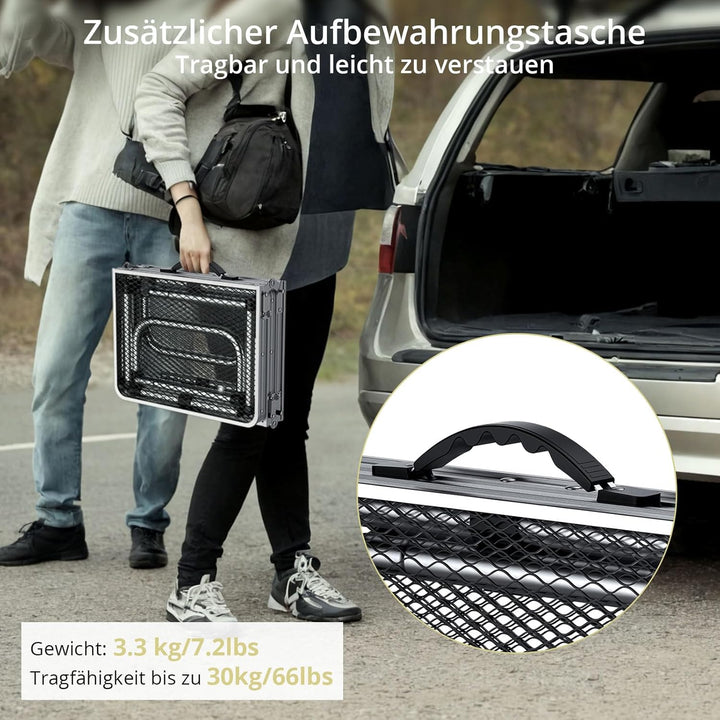 Anbte Campingtisch Klapptisch 87x40cm Aluminium Rahmen 3 Höhenverstellbar 26/48/70cm Koffertisch mit