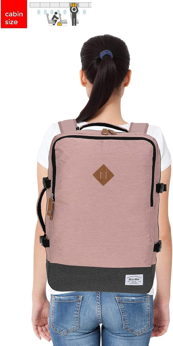 BESTWAY Cabin 40223 Retro Reiserucksack Kabinenrucksack Leichtgepäck Rucksack + Koffergurt Soft Pink