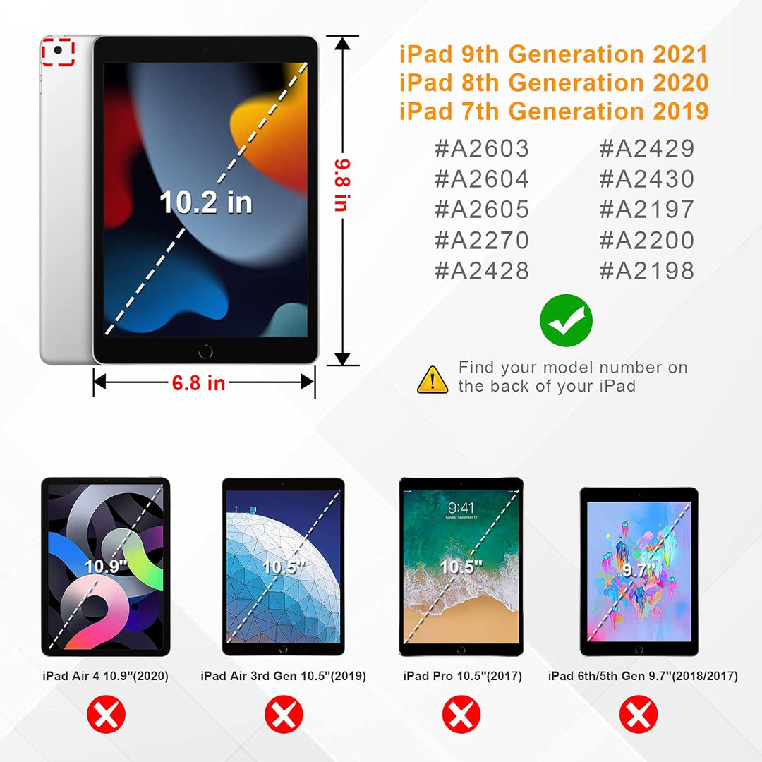 FINTIE Tastatur Hülle für iPad 9 8 7 Generation (2021/2020/2019) 10.2 Zoll, 7-farbig beleuchtete abn