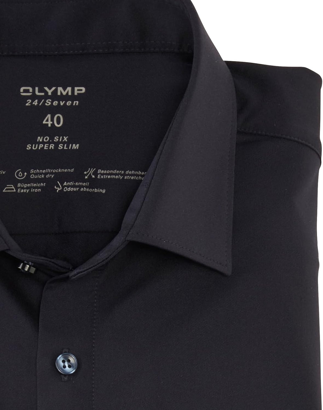 OLYMP Herren Businesshemd Langarm No.Six.24.Seven,Einfarbig,super Slim,Urban Kent 38 Nachtblau, 38 N