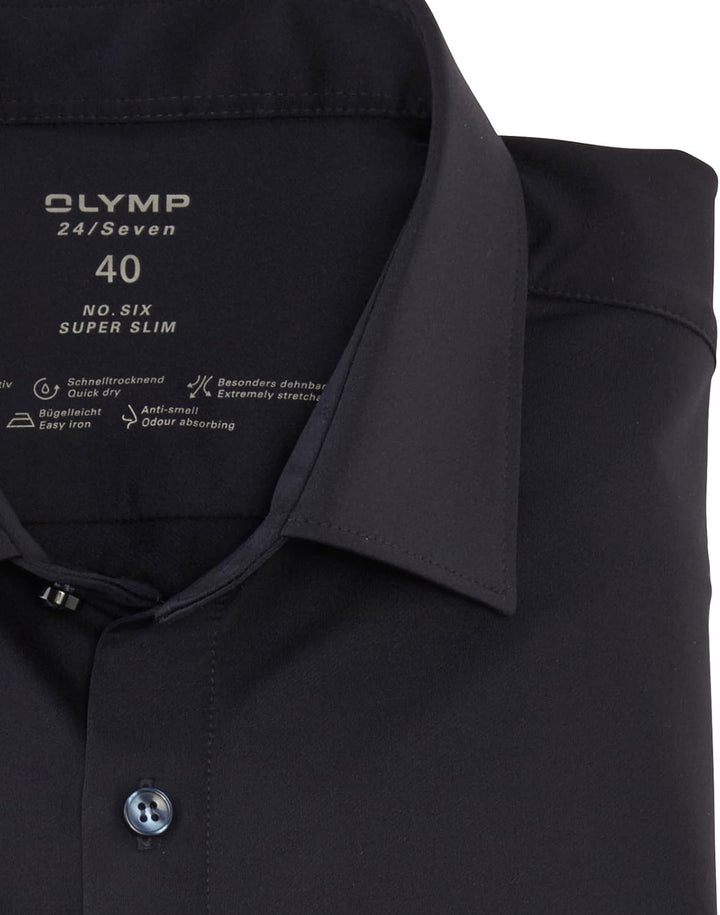 OLYMP Herren Businesshemd Langarm No.Six.24.Seven,Einfarbig,super Slim,Urban Kent 38 Nachtblau, 38 N