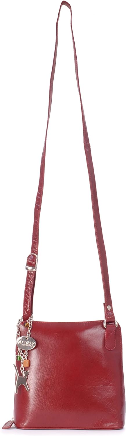 Catwalk Collection Handbags - Leder - Mittlere Grösse Umhängetasche/Schultertasche - ELEANOR Rot, Ro
