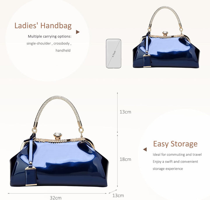 NICOLE &amp; DORIS Handtaschen für Damen Lackleder Handtaschen Abendtasche für Party Hochzeit Schulterta
