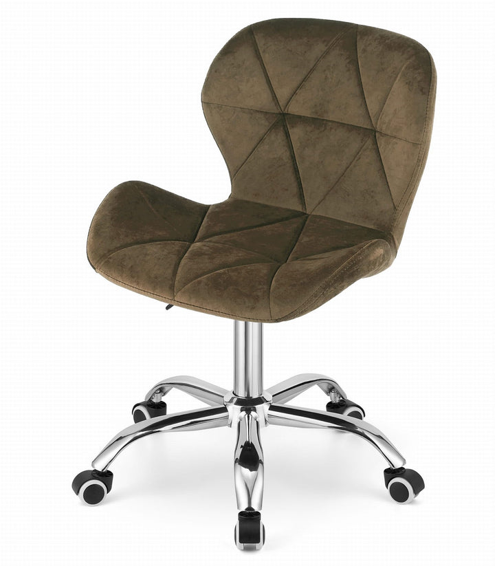 NMK HOME Drehstuhl mit Rollen - Höhenverstellbar Polsterstuhl - Home Office Samt Stuhl mit Geometris