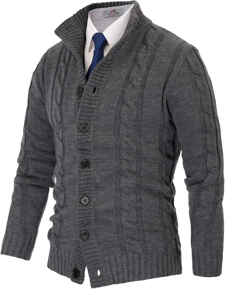 PJ PAUL JONES Herren Strickjacke mit Knopfverschluss Zopfmuster Strickjacke Cardigan mit Gerippter S