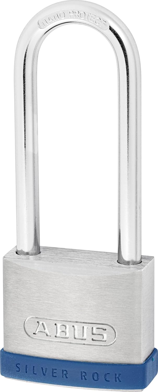 ABUS Vorhängeschloss Silver Rock 5/50HB80 mit hohem Bügel - aus massivem Zink und mit Silikon Schutz