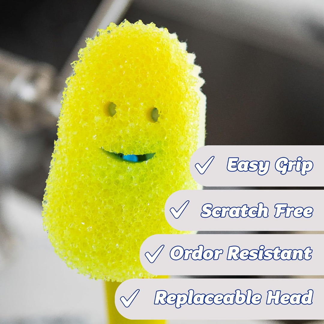 Scrub Daddy Dish Daddy Spülschwamm mit Spülmittelspender, Nachfüllköpfe, Schwamm und Anschlusskopf