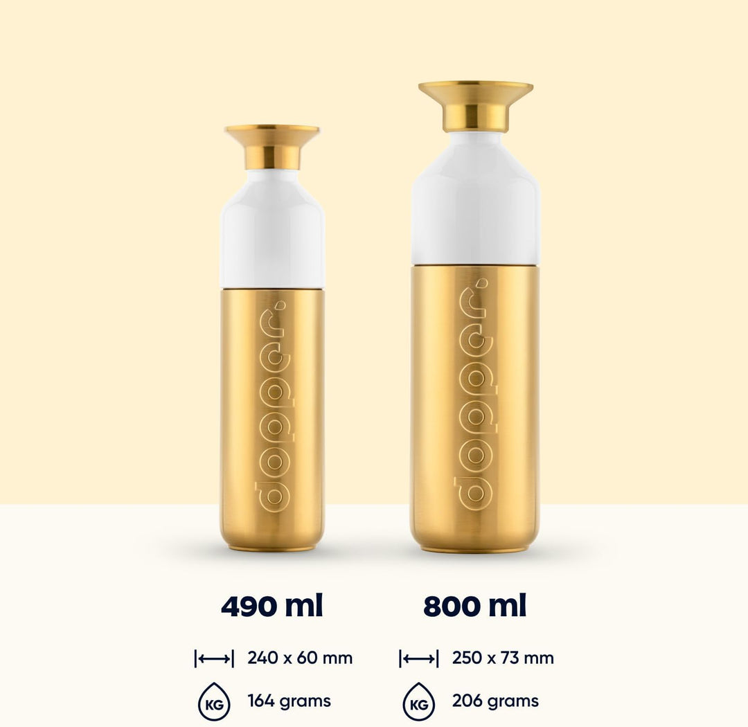 Dopper Steel Trinkflasche 350ml, 490ml, 800ml, 1.1L - Edelstahl Flasche - BPA freie Wasserflasche, 1