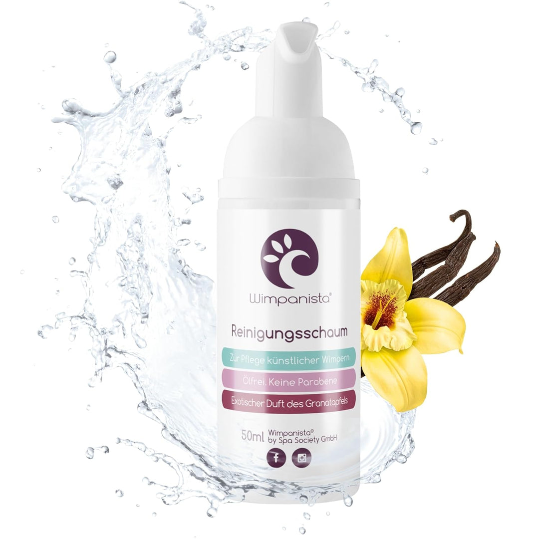 Wimpanista® Wimpernshampoo Vanilleduft für die Wimpernpflege. Ölfrei. Dermatologisch Getestet. Made
