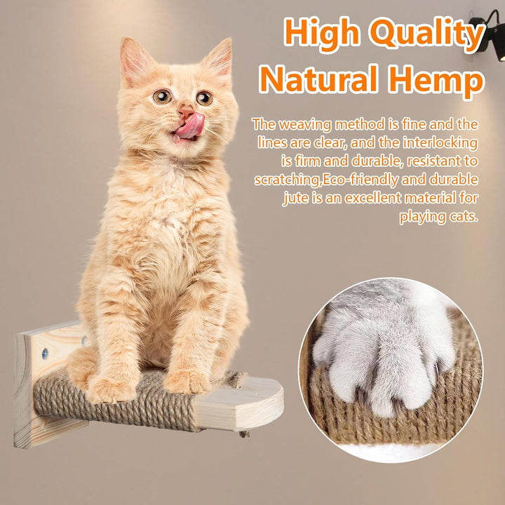 4 in 1 Kletterwand für Katzen Katzentreppe Wand, Wandliege mit Juteseil zum Kratzen, Katzentreppe Pl