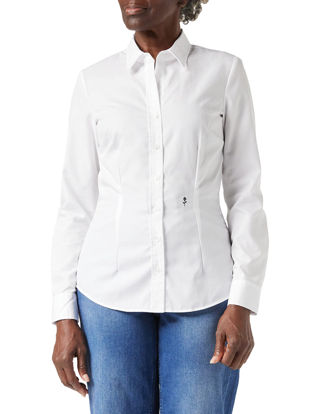 Seidensticker Damen Bluse - City Bluse - Hemdbluse - Slim Fit - Kurzarm - Uni - Stretch 32 Weiss, 32