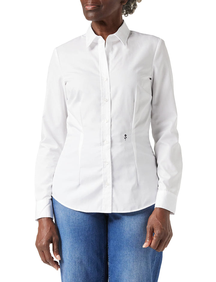 Seidensticker Damen Bluse - City Bluse - Hemdbluse - Slim Fit - Kurzarm - Uni - Stretch 32 Weiss, 32