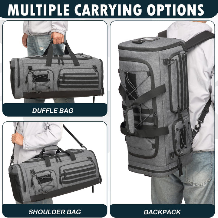 50L Herren Sporttasche mit Nass- & Schuhfach Rucksack 3 in 1 Reisetasche Handgepäck Sport Duffel Tas
