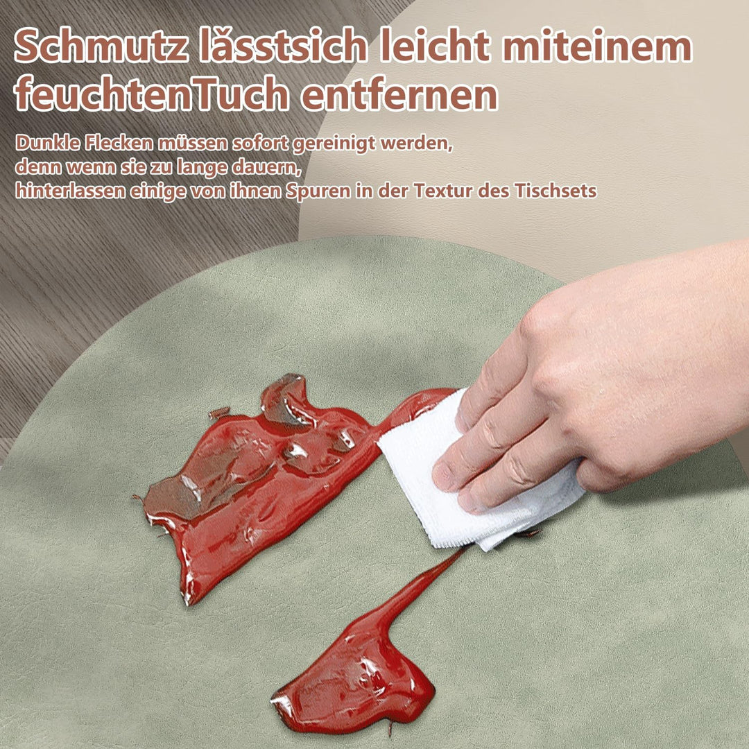 4er Set Tischset aus Leder-Imitat，Platzsets abwaschbar und wasserdicht，Platzdeckchen Lederoptik mit