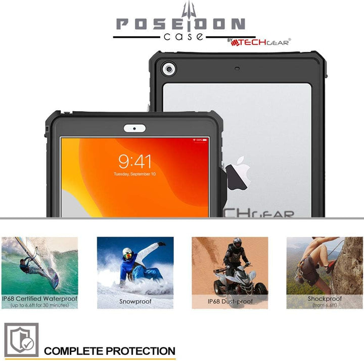 TECHGEAR Wasserdichte Hülle für iPad 10.2 2021/2020/2019 [9. 8. 7. Generation] {Poseidon Case} Schla