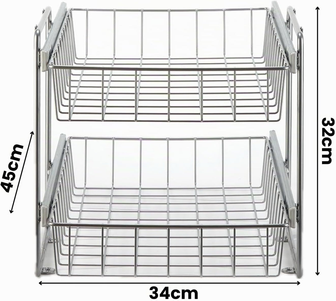 Schrankauszug Teleskopschublade Korb Kombisystem für 40cm Schrank – Premium Schrankauszug Küche zum