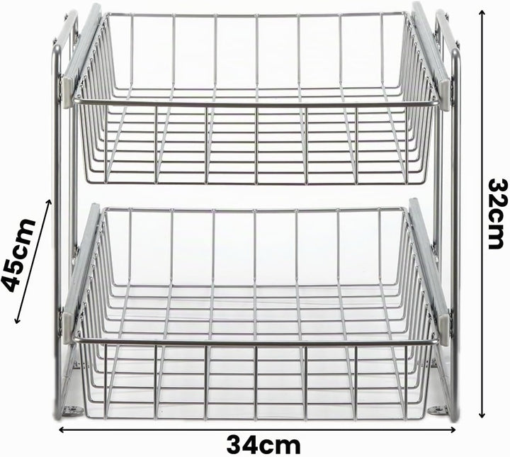 Schrankauszug Teleskopschublade Korb Kombisystem für 40cm Schrank – Premium Schrankauszug Küche zum