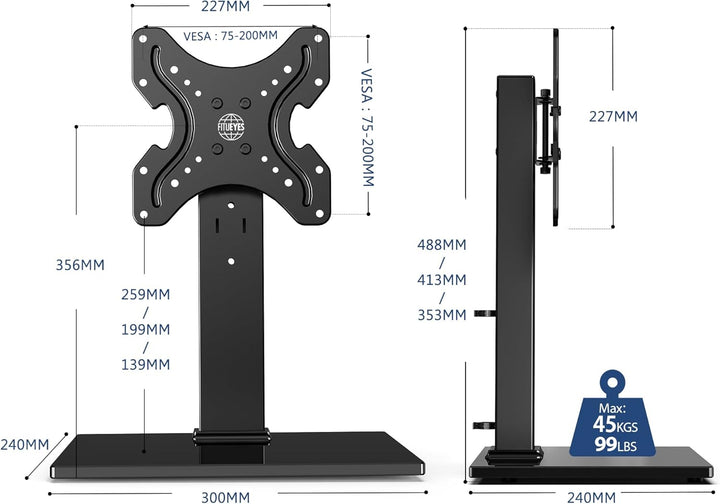 FITUEYES TV Standfuss TV Ständer Schwenkbar für 19-42 Zoll LCD LED OLED Plasma Flach & Curved Fernse